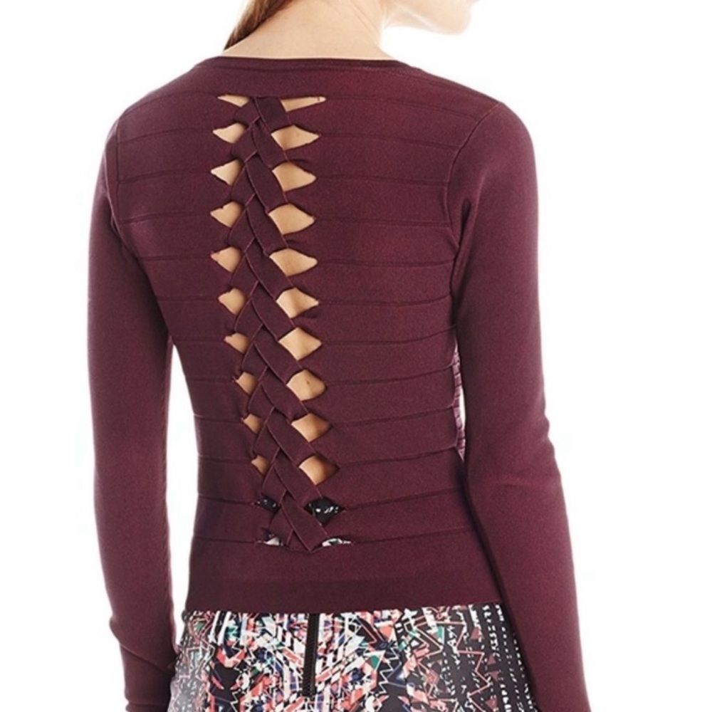 PARKER Vicks Braided Back Maroon Sweater Size Small